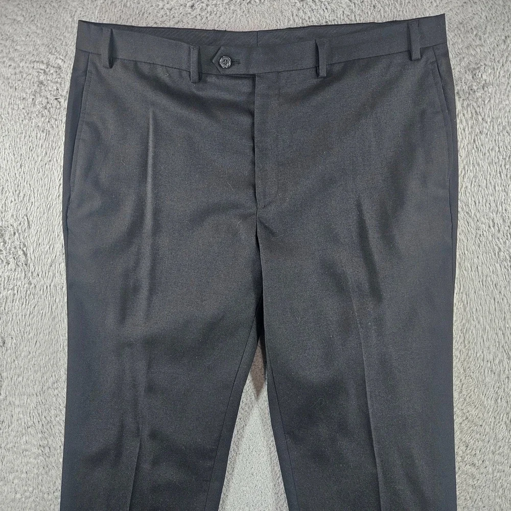 Lauren Ralph Lauren Mens Dress Pants Black Flat Front 38W x 32L Stretch Trousers